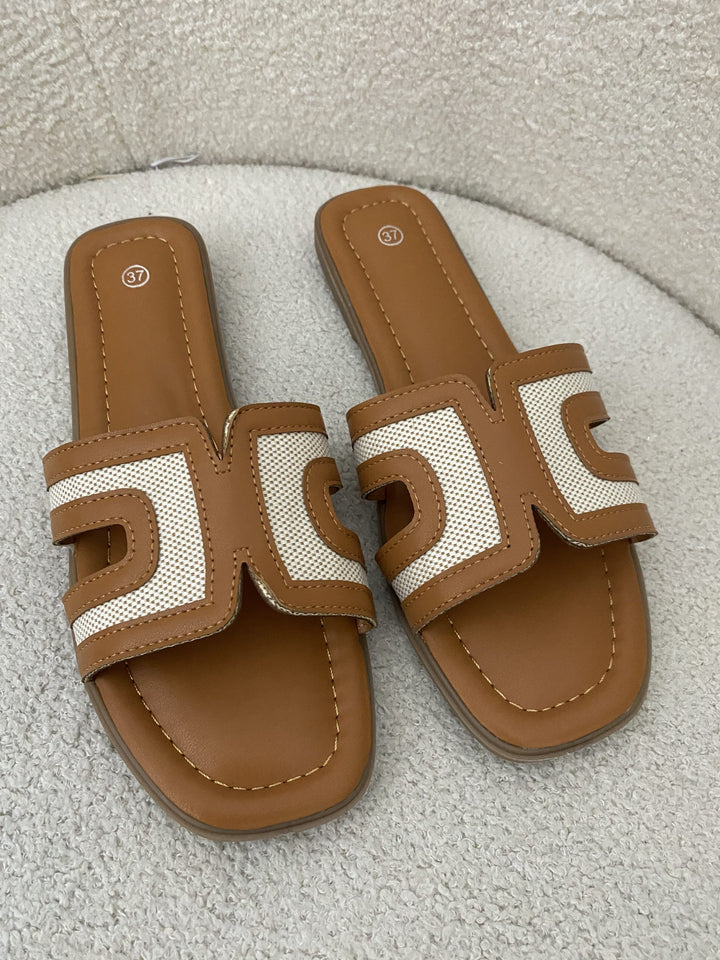 Tan & Beige Canvas Sliders
