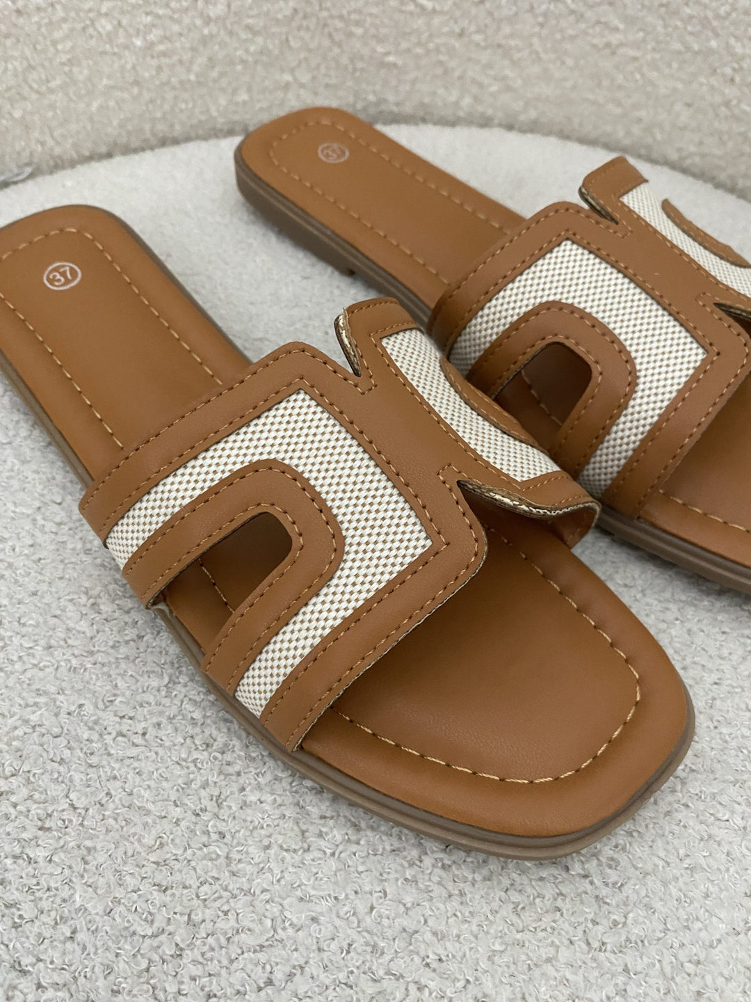 Tan & Beige Canvas Sliders