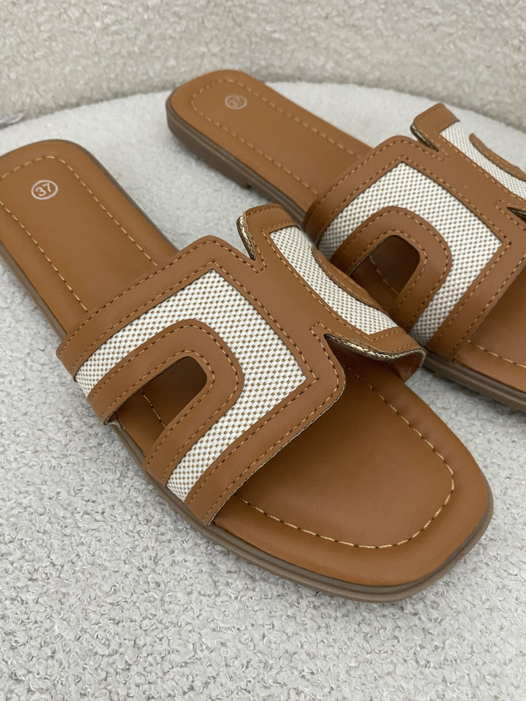 Tan & Beige Canvas Sliders