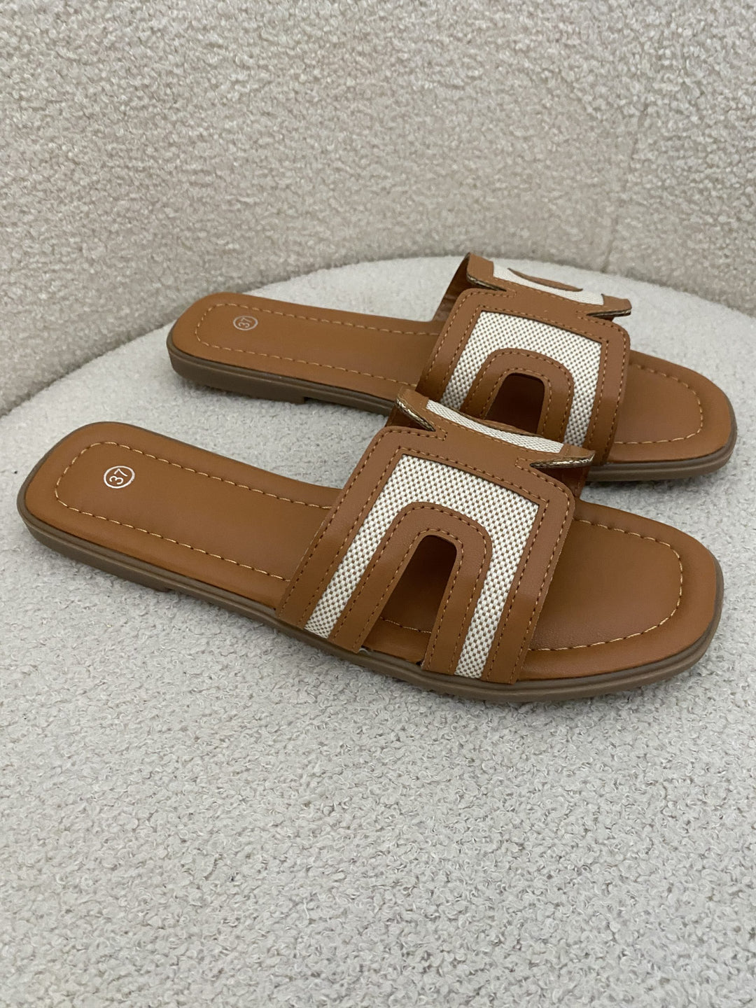 Tan & Beige Canvas Sliders
