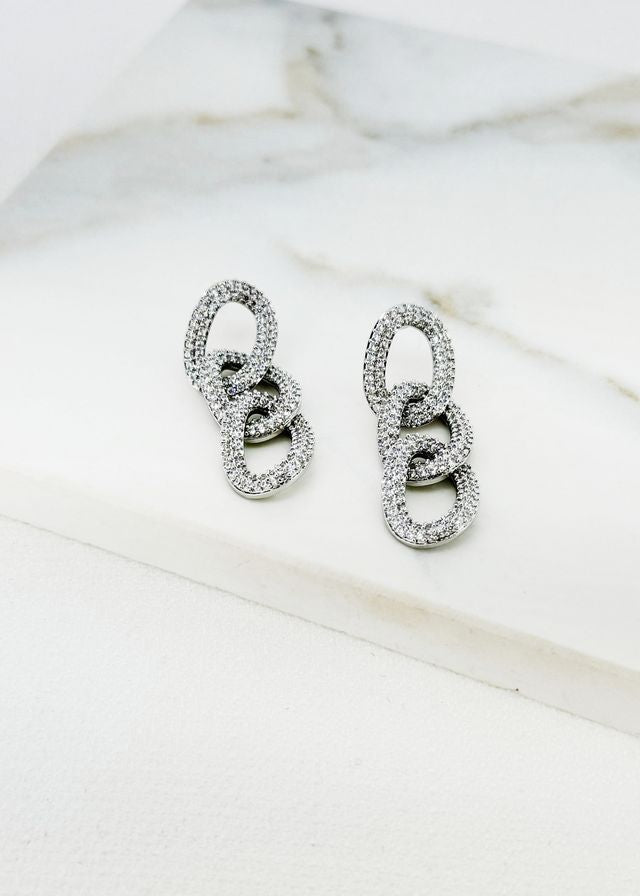 Triple Loop Diamante Earrings (2 Colours)