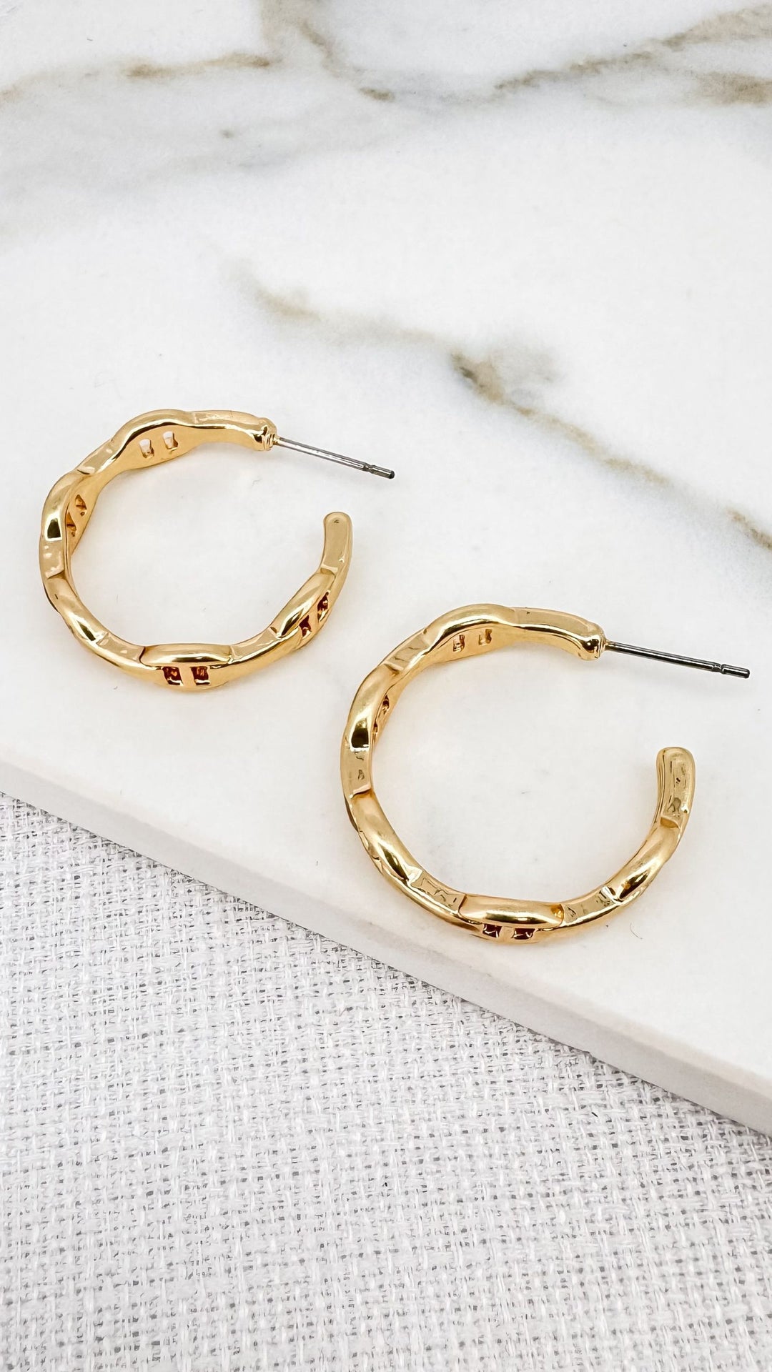 Gold Hoop Chain Link Earrings