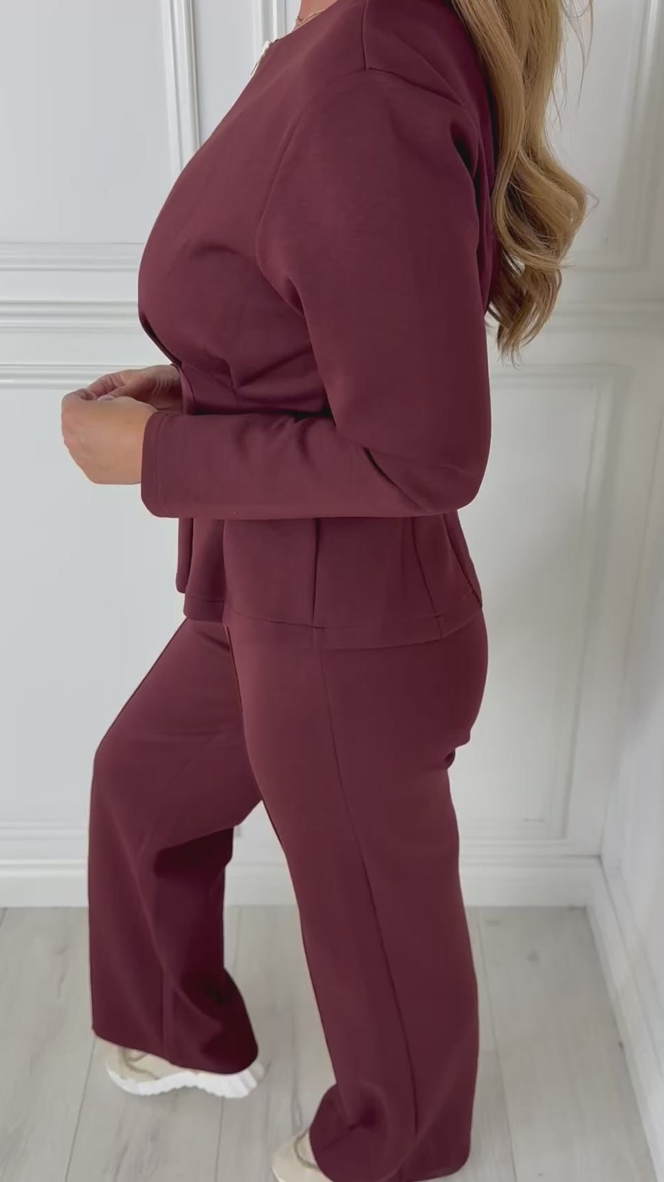 ARABELLA - Peplum Top & Elastic Back Trouser Co-Ord (Berry)