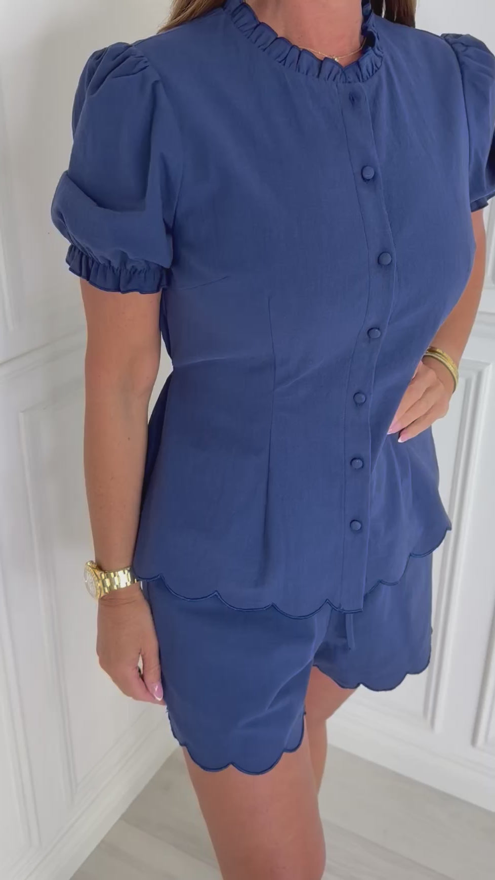 Venice - Scallop Trim Co-Ord Set (Navy)