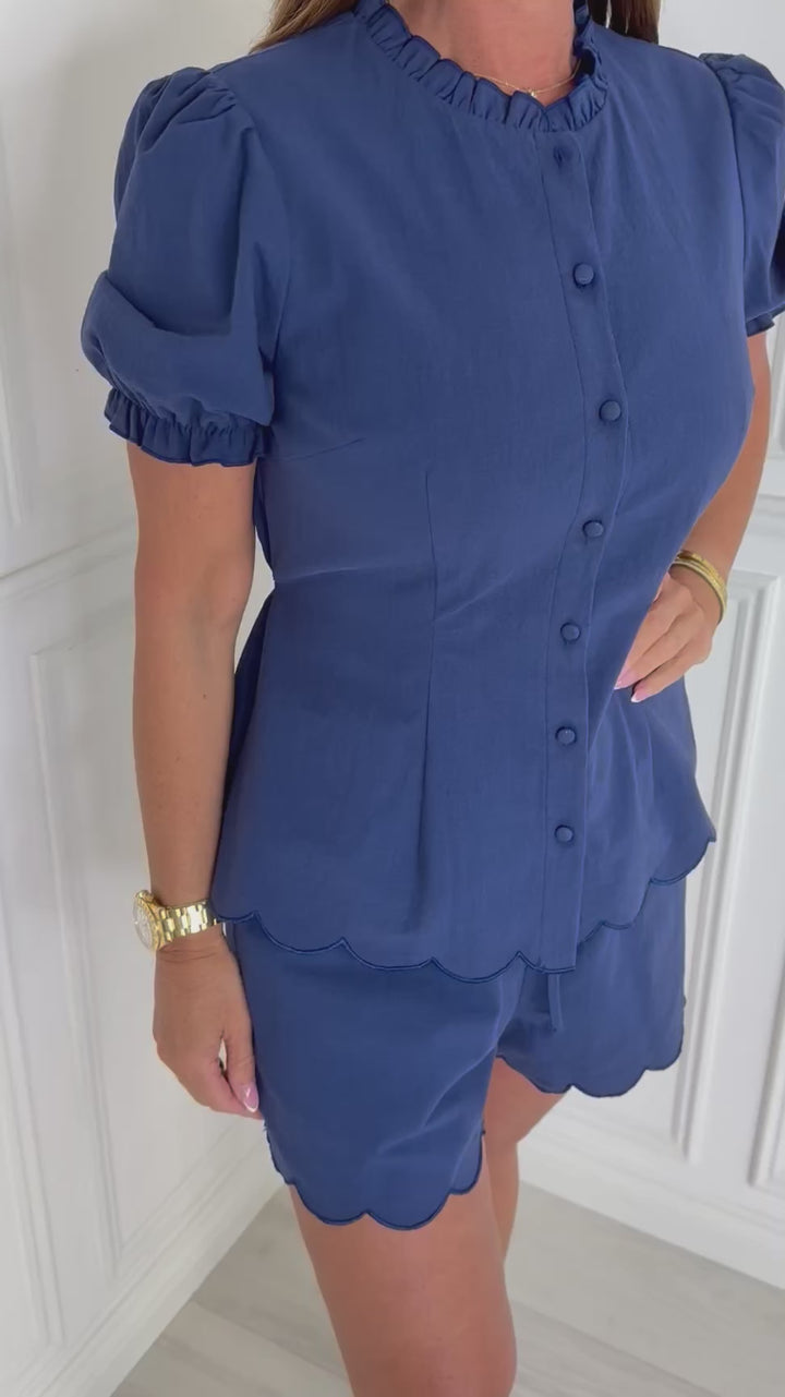 Venice - Scallop Trim Co-Ord Set (Navy)