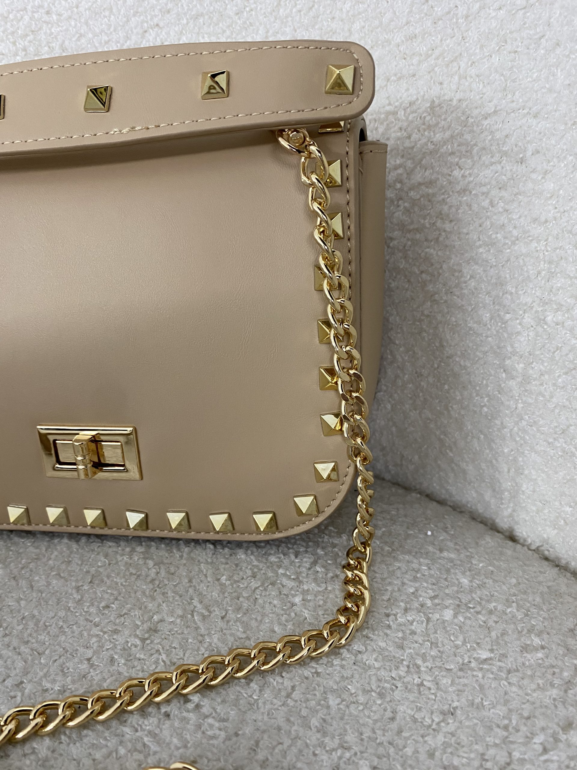 Beige Gold Studded Bag 4114